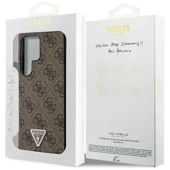 Guess Grip Stand 4G Triangle Strass Case for Samsung Galaxy S24 Ultra - Brown - Uncategorized Cases (2) - Cases - Techbox