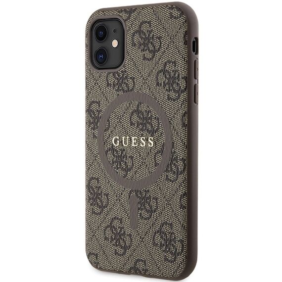 Guess GUHMN61G4GFRW iPhone 11 6.1" / Xr brown/brown hardcase 4G Collection Leather Metal Logo MagSafe | Techbox