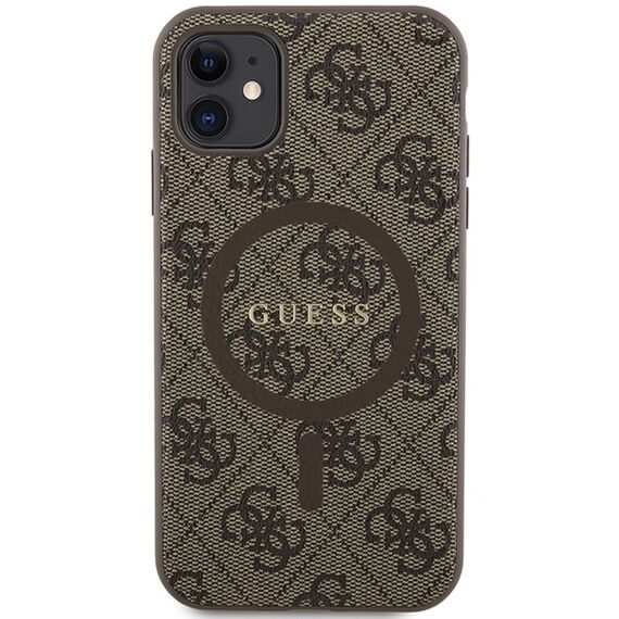 Guess GUHMN61G4GFRW iPhone 11 6.1" / Xr brown/brown hardcase 4G Collection Leather Metal Logo MagSafe | Techbox