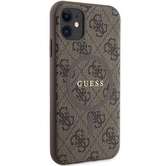 Guess GUHMN61G4GFRW iPhone 11 6.1" / Xr brown/brown hardcase 4G Collection Leather Metal Logo MagSafe | Techbox