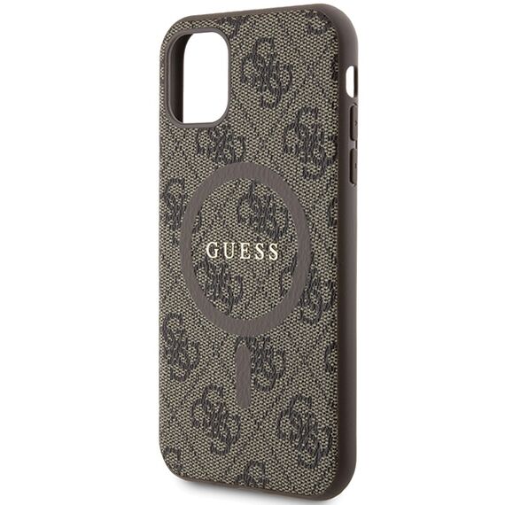 Guess GUHMN61G4GFRW iPhone 11 6.1" / Xr brown/brown hardcase 4G Collection Leather Metal Logo MagSafe | Techbox
