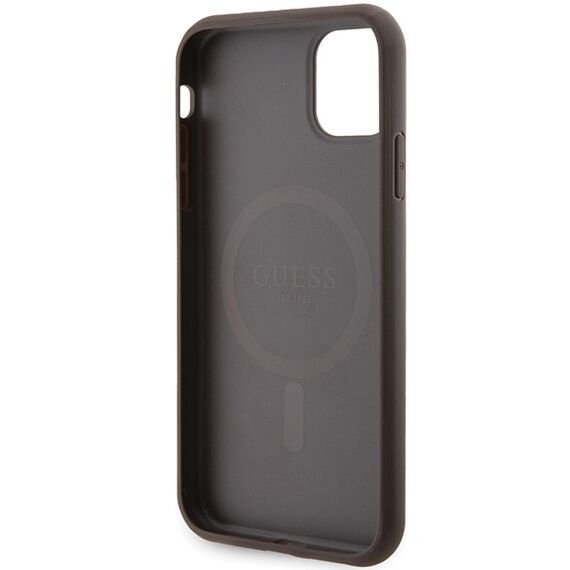Guess GUHMN61G4GFRW iPhone 11 6.1" / Xr brown/brown hardcase 4G Collection Leather Metal Logo MagSafe | Techbox