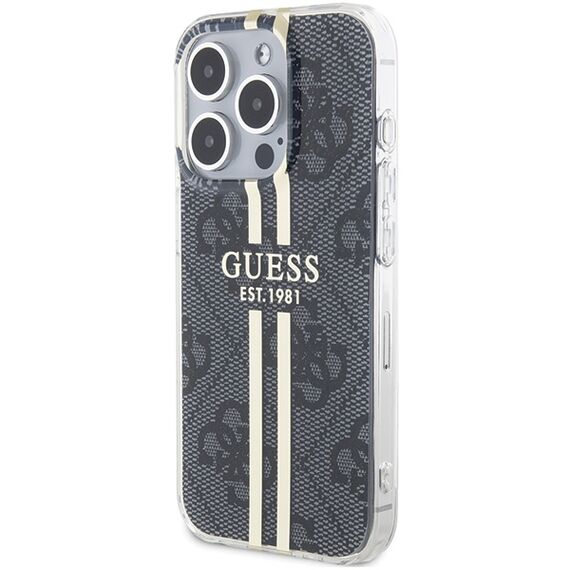 Guess IML 4G Gold Stripe case for iPhone 15 Pro - black | Techbox