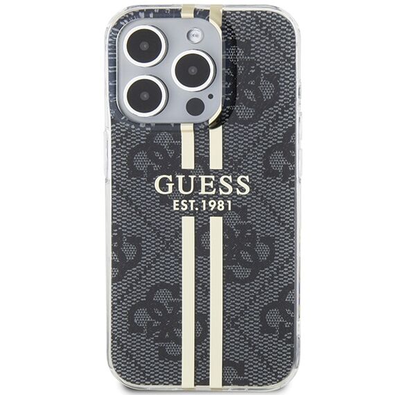 Guess IML 4G Gold Stripe case for iPhone 15 Pro - black | Techbox