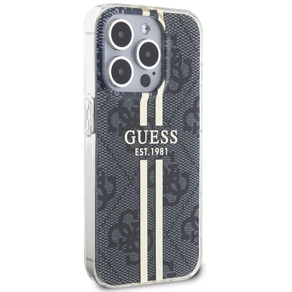 Guess IML 4G Gold Stripe case for iPhone 15 Pro - black | Techbox