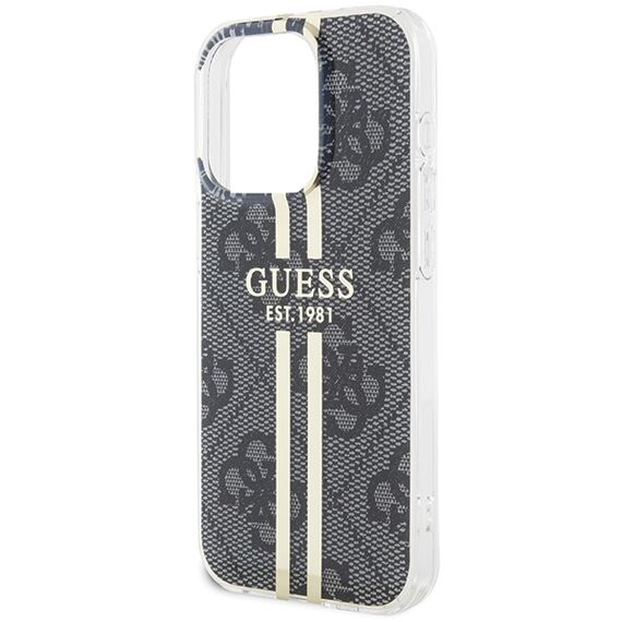 Guess IML 4G Gold Stripe case for iPhone 15 Pro - black | Techbox