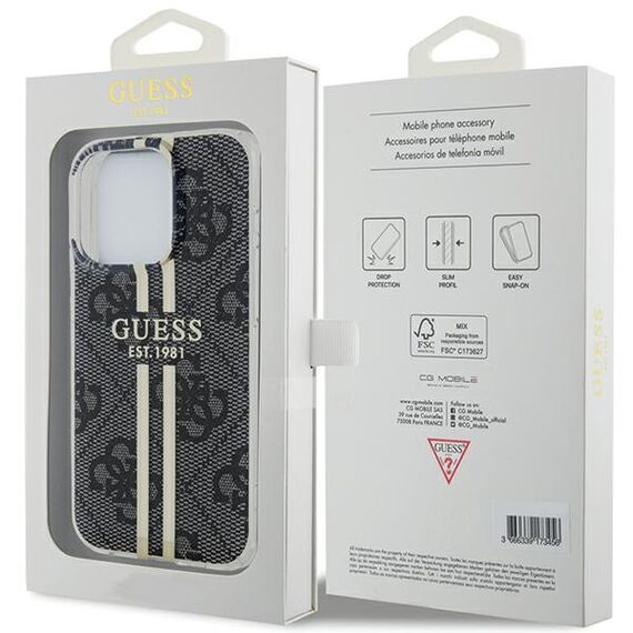 Guess IML 4G Gold Stripe case for iPhone 15 Pro - black | Techbox