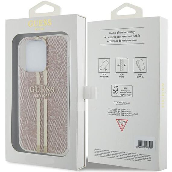 Guess IML 4G Gold Stripe case for iPhone 15 Pro - pink - Apple Cases - Cases - Techbox