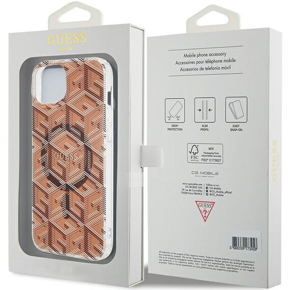 Guess IML GCube MagSafe case for iPhone 15 Plus / 14 Plus - brown - Apple Cases - Cases - Techbox