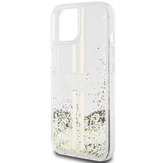 Guess Liquid Glitter Gold Stripes case for iPhone 15 Plus / 14 Plus - transparent - Apple Cases - Cases - Techbox