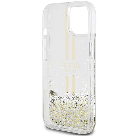 Guess Liquid Glitter Gold Stripes case for iPhone 15 Plus / 14 Plus - transparent - Apple Cases - Cases - Techbox