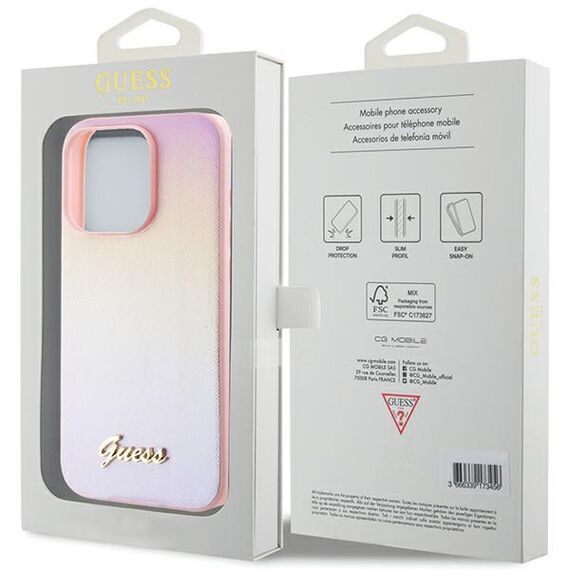 Guess Saffiano Iridescent Script case for iPhone 14 Pro Max - pink - Apple Cases - Cases - Techbox