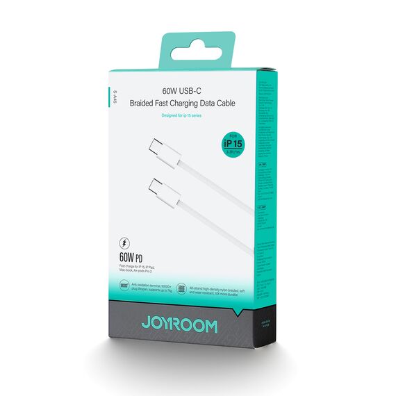 Joyroom Ben Series S-A45 USB-C / USB-C 60W Cable 1m - White - Cables & Adapters - Cables & Accessories - Techbox