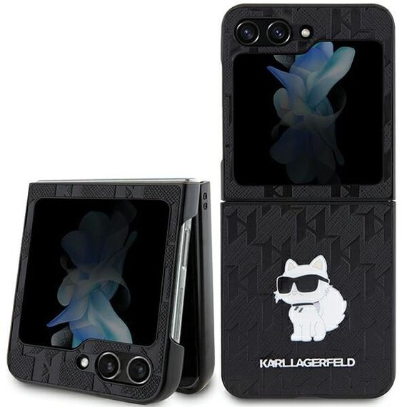 Karl Lagerfeld Saffiano Monogram Choupette Pin case for Samsung Galaxy Z Flip 5 - black - Samsung Cases - Cases - Techbox
