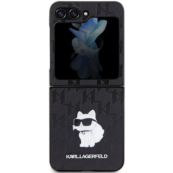 Karl Lagerfeld Saffiano Monogram Choupette Pin case for Samsung Galaxy Z Flip 5 - black - Samsung Cases - Cases - Techbox