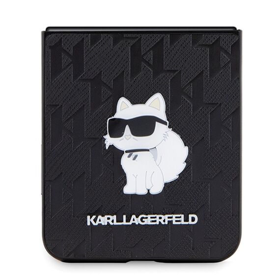 Karl Lagerfeld Saffiano Monogram Choupette Pin case for Samsung Galaxy Z Flip 5 - black - Samsung Cases - Cases - Techbox