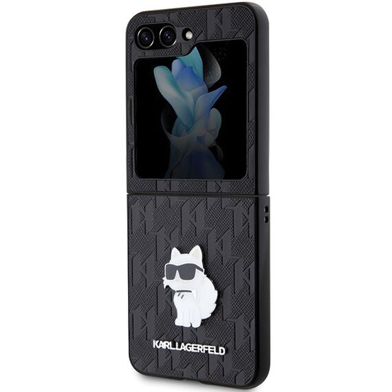 Karl Lagerfeld Saffiano Monogram Choupette Pin case for Samsung Galaxy Z Flip 5 - black - Samsung Cases - Cases - Techbox