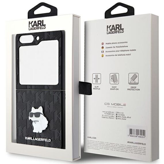 Karl Lagerfeld Saffiano Monogram Choupette Pin case for Samsung Galaxy Z Flip 5 - black - Samsung Cases - Cases - Techbox