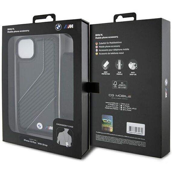 BMW M Edition Carbon Stripe &amp; Strap case for iPhone 15 / 14 / 13 - black | Techbox