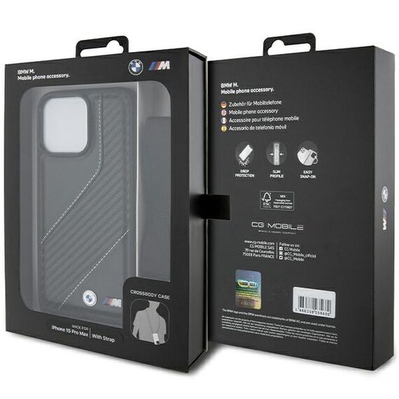 BMW M Edition Carbon Stripe &amp; Strap case for iPhone 15 Pro Max - black | Techbox