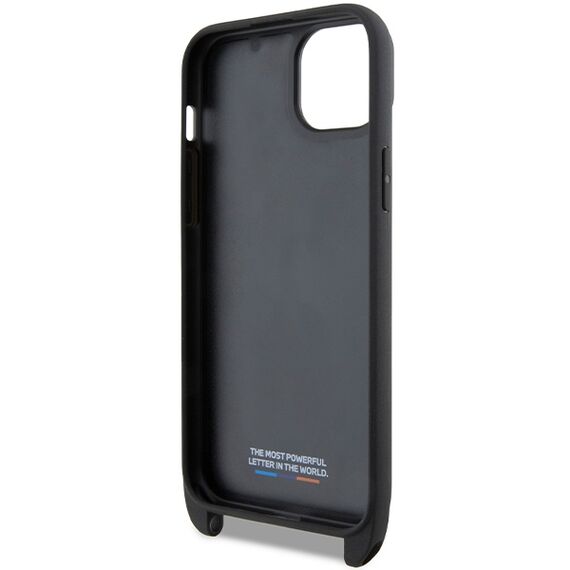 BMW M Edition Carbon Tricolor Lines &amp; Strap case for iPhone 15 / 14 / 13 - black | Techbox