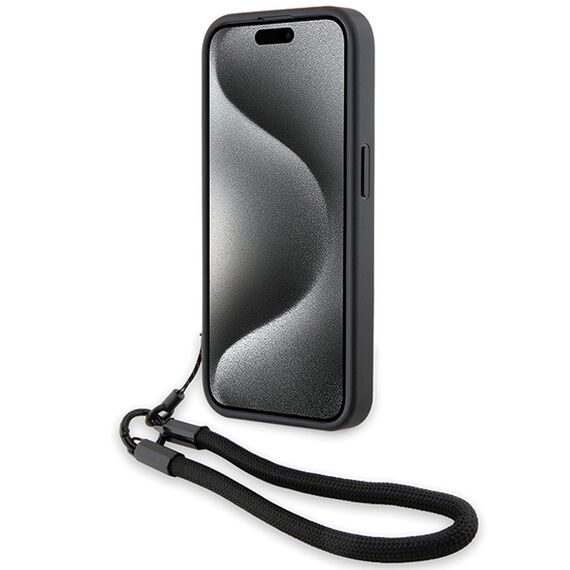 BMW Signature Leather Wordmark Cord case for iPhone 15 Pro - black | Techbox