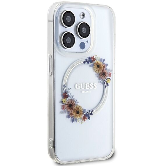 Guess IML Flowers Wreatch MagSafe iPhone 15 Pro Max Case - Clear | Techbox