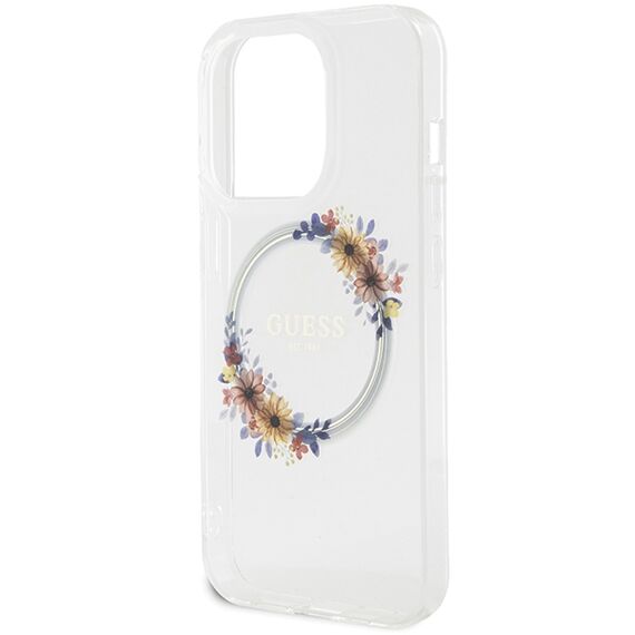 Guess IML Flowers Wreatch MagSafe iPhone 15 Pro Max Case - Clear | Techbox