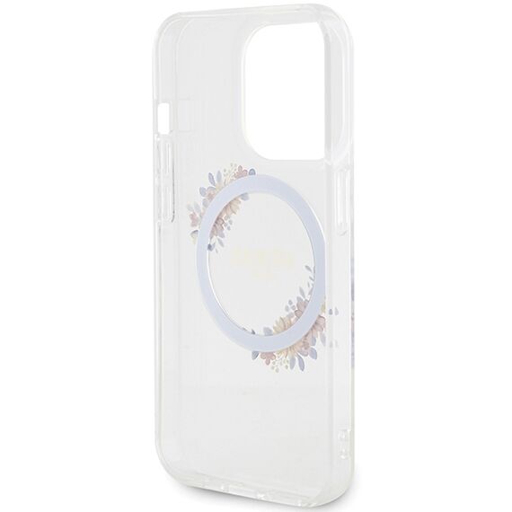Guess IML Flowers Wreatch MagSafe iPhone 15 Pro Max Case - Clear | Techbox