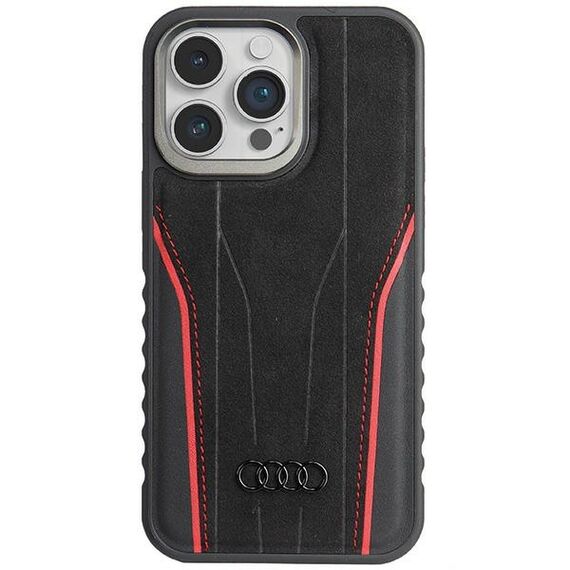 Audi Genuine Leather case with MagSafe for iPhone 14 Pro Max - black and red | Techbox