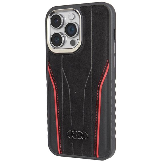 Audi Genuine Leather case with MagSafe for iPhone 14 Pro Max - black and red | Techbox