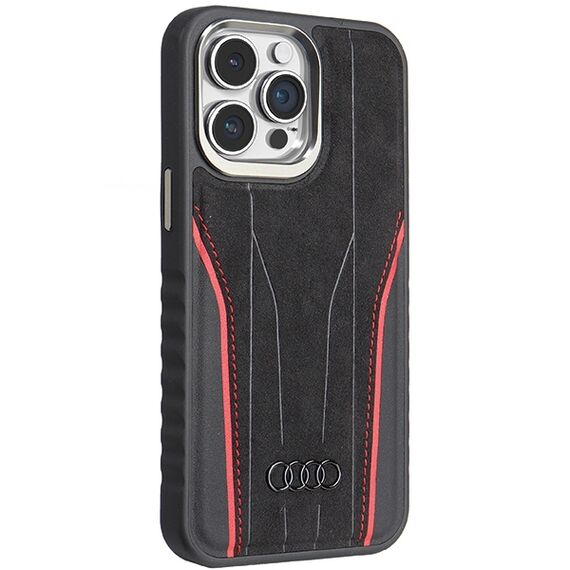 Audi Genuine Leather case with MagSafe for iPhone 14 Pro Max - black and red | Techbox