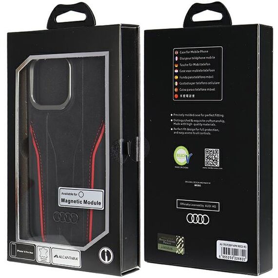Audi Genuine Leather case with MagSafe for iPhone 14 Pro Max - black and red | Techbox