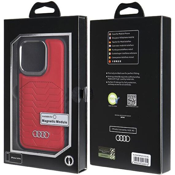 Audi Synthetic Leather case with MagSafe for iPhone 14 Pro - red | Techbox