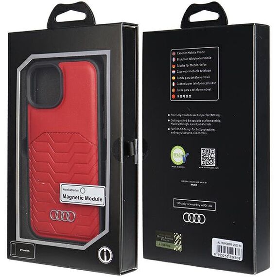 Audi Synthetic Leather case with MagSafe for iPhone 15 / 14 / 13 - red | Techbox