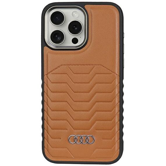 Audi Synthetic Leather case with MagSafe for iPhone 15 Pro - brown | Techbox