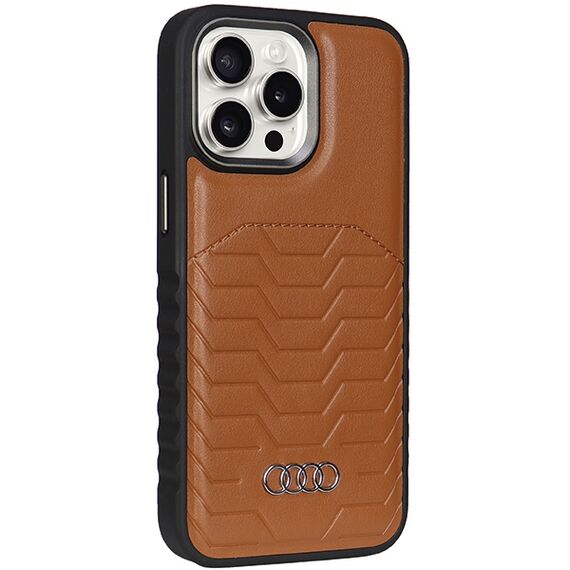 Audi Synthetic Leather case with MagSafe for iPhone 15 Pro - brown | Techbox