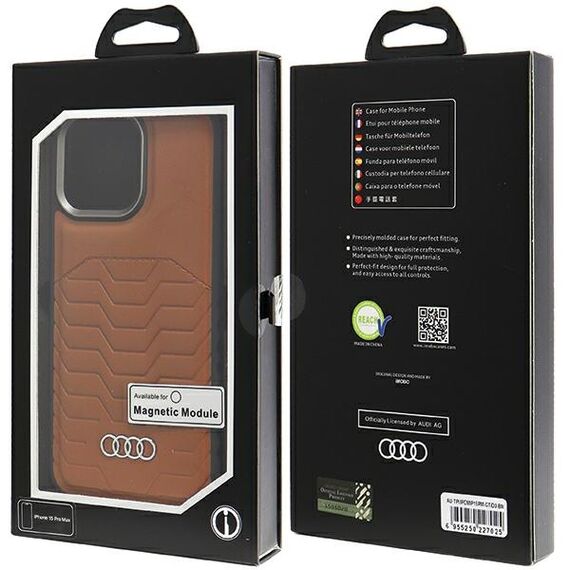 Audi Synthetic Leather case with MagSafe for iPhone 15 Pro Max - brown | Techbox