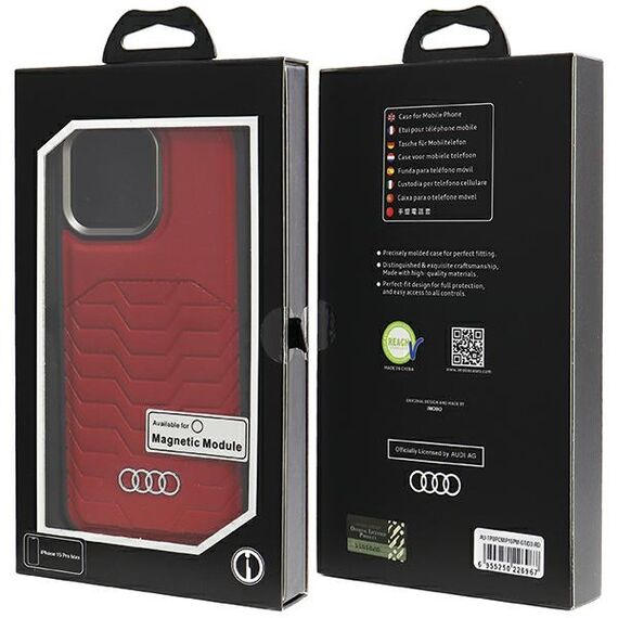 Audi Synthetic Leather case with MagSafe for iPhone 15 Pro Max - red | Techbox