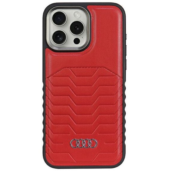 Audi Synthetic Leather case with MagSafe for iPhone 15 Pro - red | Techbox
