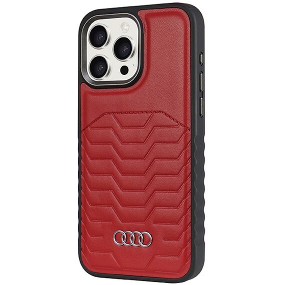 Audi Synthetic Leather case with MagSafe for iPhone 15 Pro - red | Techbox