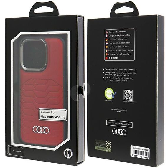 Audi Synthetic Leather case with MagSafe for iPhone 15 Pro - red | Techbox
