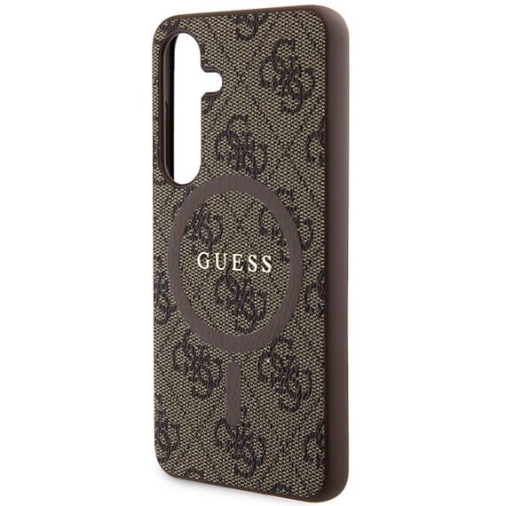 Guess 4G Collection Leather Metal Logo MagSafe Case for Samsung Galaxy S24 - Brown | Techbox