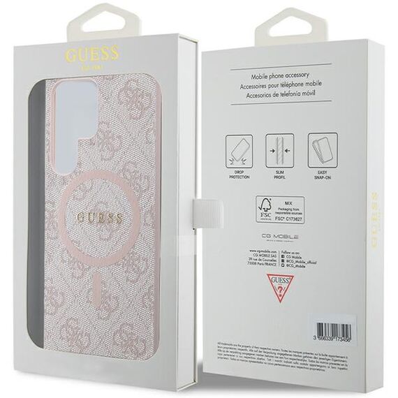Guess 4G Collection Leather Metal Logo MagSafe Case for Samsung Galaxy S24 Ultra - Pink - Uncategorized Cases (2) - Cases - Techbox