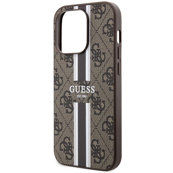 Guess 4G Printed Stripes MagSafe case for iPhone 15 Pro - brown | Techbox