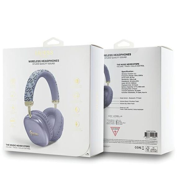 Guess GCube Metallic Script Logo Headphones - Purple - Uncategorized Cases (2) - Cases - Techbox
