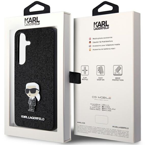 Karl Lagerfeld Fixed Glitter Ikonik Logo Metal Pin case for Samsung Galaxy S24+ - black - Samsung Cases - Cases - Techbox