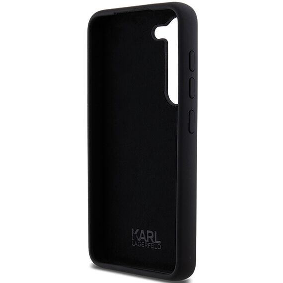Karl Lagerfeld Silicone Karl&amp;Choupette Metal Pin case for Samsung Galaxy S23 - black | Techbox