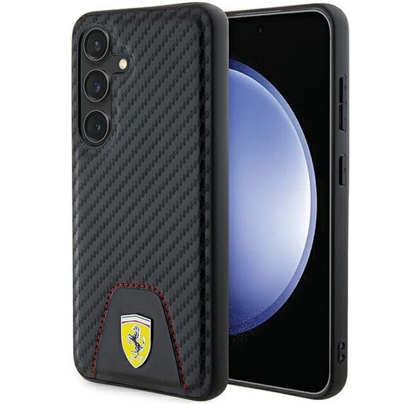 Ferrari Carbon Stitched Bottom case for Samsung Galaxy S24 - black | Techbox