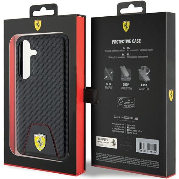 Ferrari Carbon Stitched Bottom case for Samsung Galaxy S24 - black | Techbox